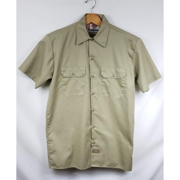 Dickies Men's Medium Khaki Short Sleeve Work Shirt - Picture 1 of 6